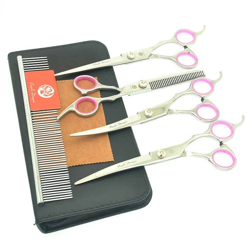 

7.0" Dog Grooming Scissors Set Pet Dog Scissors Professional Curved Cutting Shears Thinning Makas Tijeras Dog Suppliers LZS0752