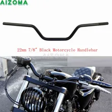 7/" черный руль мотоцикла универсальный евро ручки баров для Kawasaki Yamaha Harley Кафе Racer Bobber Chopper Dyna Street Bob