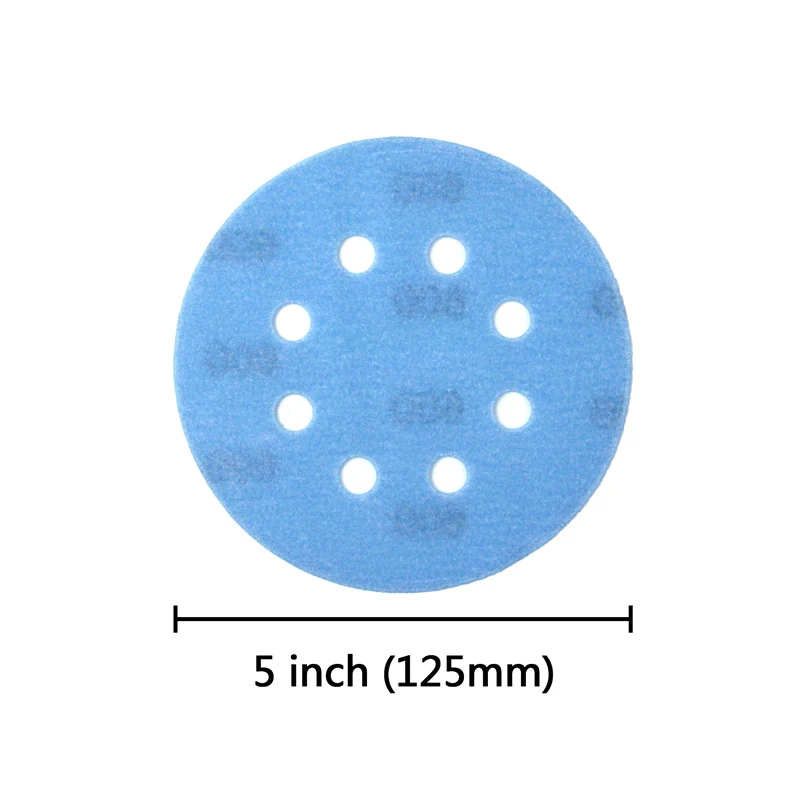 POLIWELL 5PCS 5 Inch 8-Holes FV Soft Superfine Sanding Discs 125mm 600~5000 Grit Wet and Dry Waterproof Sandpaper Abrasive Paper