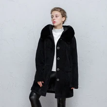 Winter women’s jacket from Australia brands sheep sheared fashion High-end Warm keeping Wholesale rex rabbit’s hair collar new
