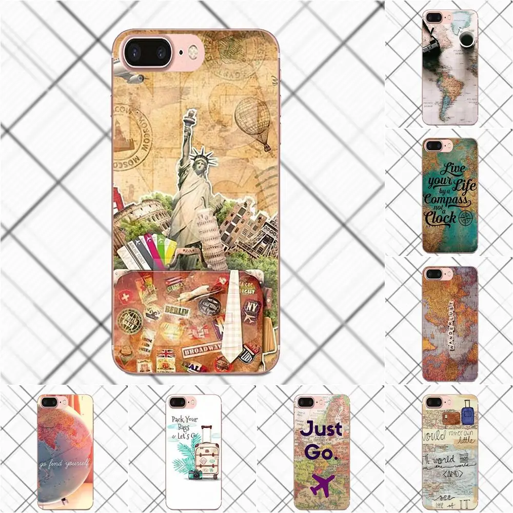 

For Xiaomi Mi6 Mi 6 A1 Max Mix 2 5X 6X Redmi Note 5 5A 4X 4A A4 4 3 Plus Pro TPU Cell Phone Case World Map Travel Just Go Plans