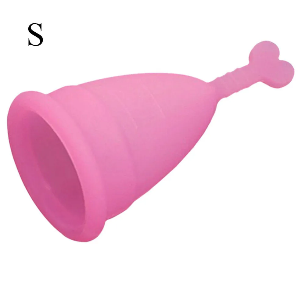 Леди менструальная чаша медицинского силикона женский гигиеничный Уход за ногами в форме сердца, звезды ручка удобно Coletor менструальная чаша - Цвет: PinkS