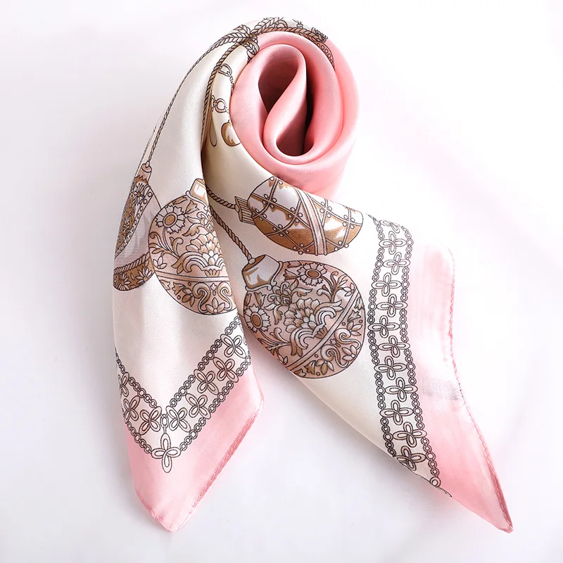  Silk Like Scarf Square Satin Hair Scarf Fashion Neck Scarfs for Women 70*70cm print geometric hair 