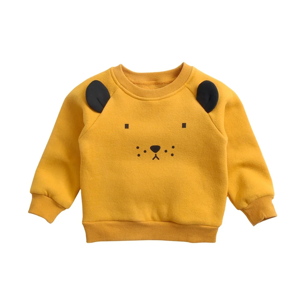 

2019 Autumn And Winter Children's Clothing Cotton Plus Velvet Sweater Boys Girls Long-sleeved Cartoon Animal Tops Sweatshirt