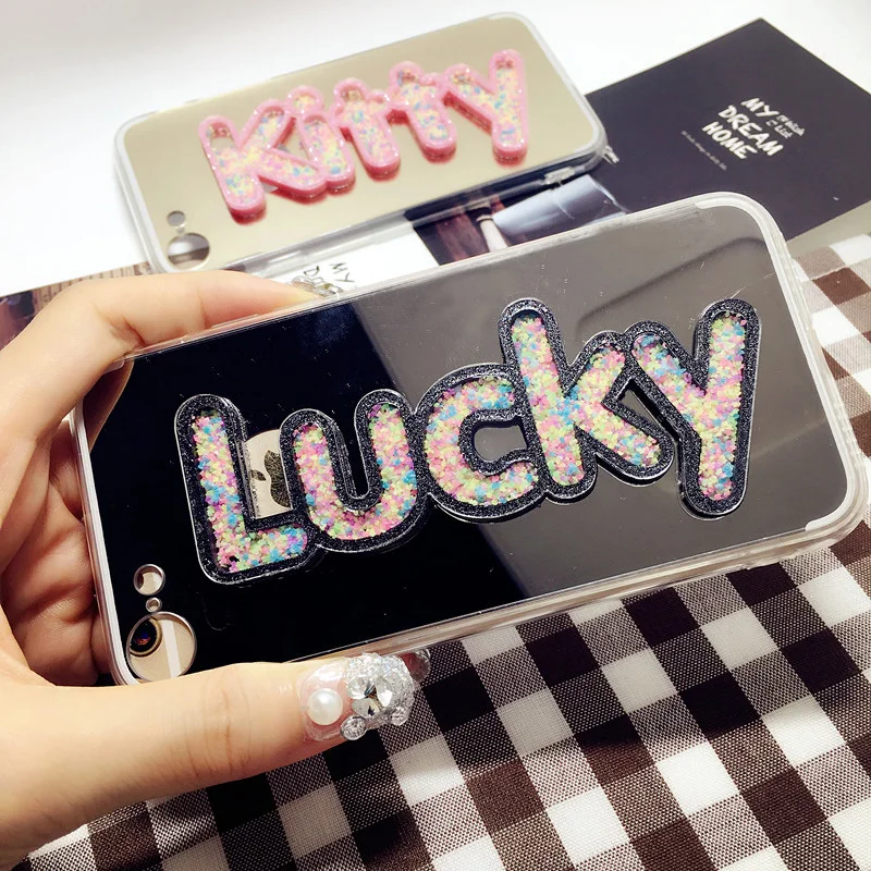 

Custom name letter mirror phone case for iPhone 11 Pro 6s 7 8 plus X XS max XR for Samsung galaxy s7 edge s8 s9 s10 note 8 9 10