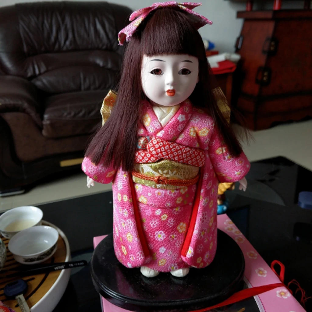 

9inch Vintage Japanese Kimono Hair Doll Oriental Dolls Model Craft Desk Ornament Kids Gifts 25cm