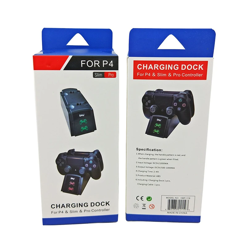 TENZERO Stand Double Handle Wireless Charger LED USB Charging Dock Station Stand For Playstation 4 Controller PS4 Slim Gamepad  