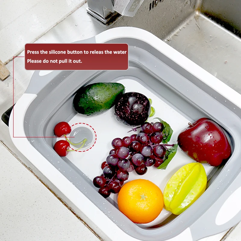 Kaufen Klapp Schneiden Bord mit Korb Gericht Badewanne Multifunktions Faltbare Schneidebrett mit Ablauf Korb Obst Gemüse Waschbecken Becken