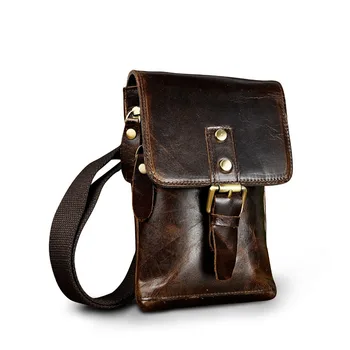 

Fashion Men Leather Multifunction Messenger Mochila Bag Designer Cigarette Case Travel Pouch Hook Belt Waist Bag Pack 611-15-c