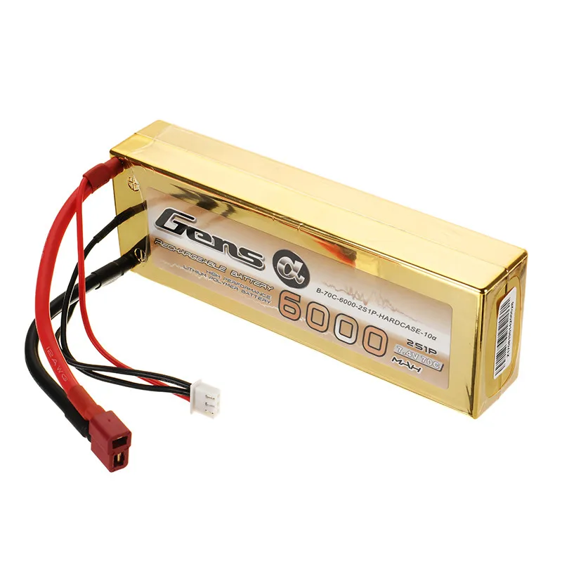 

Gens Ace 7.4V 6000mAh 70C 2S Rechargeable Lipo Battery 4mm Banana Plug for Axial AX10 Scorpion 1/8 RC Car High Quality Parts
