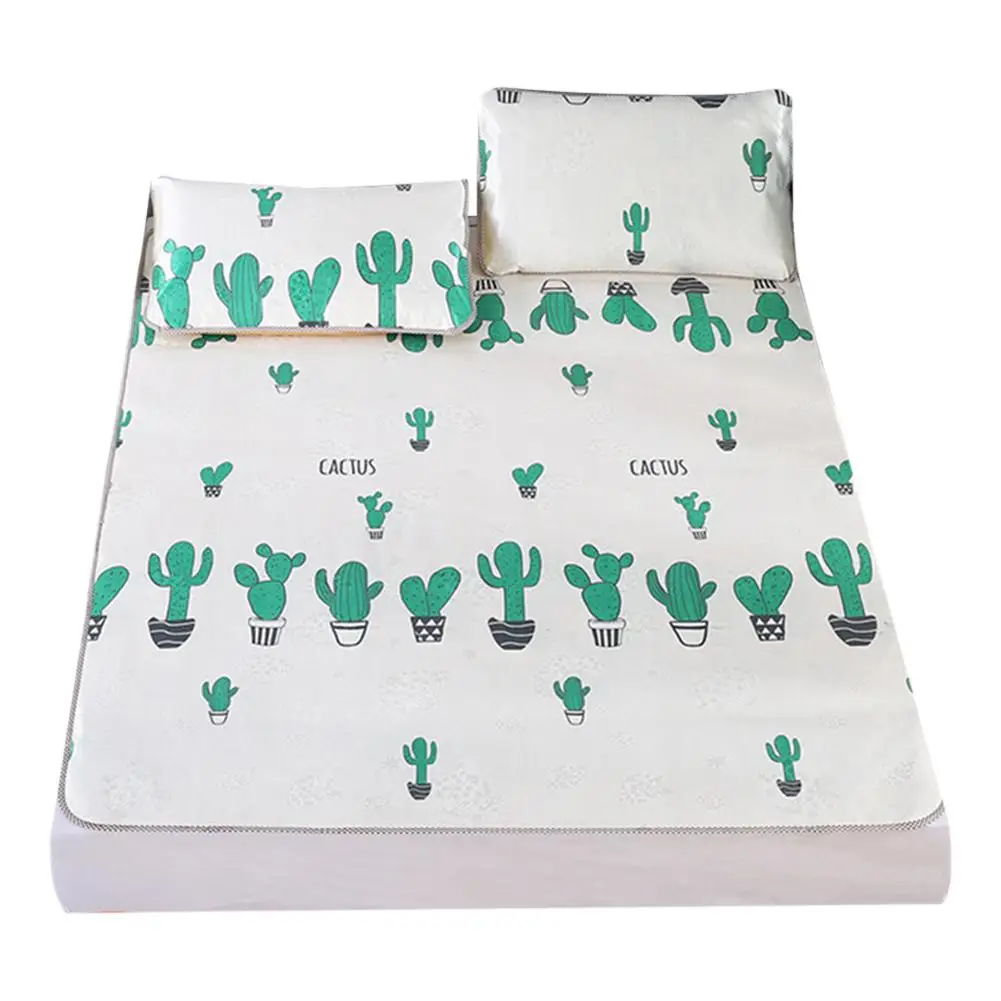 

Foldable Cooling Pad Clean Sleep Cooling Pad Sleeping Pad Ice Silk Cactus Pattern Seat Cover