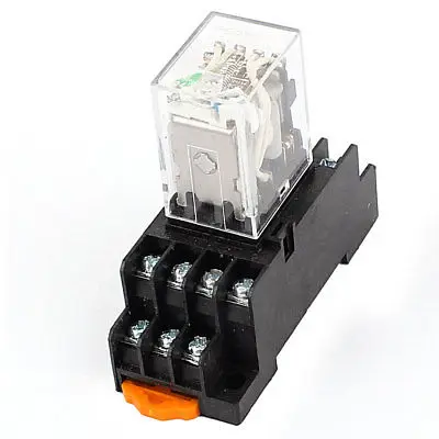 

HH54P DC 12V Coil 14Pin 4PDT Electromagnetic Power Relay w Socket Base