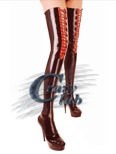 

Crazy club_New arrival Low latex thigh-high with edge stockings high quality latex stocking cincher women latex Fast Delivery