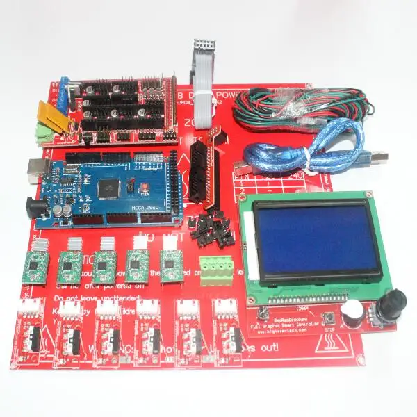  CNC 3D Printer Kit for Arduino Mega 2560 R3 + MK2B + RAMPS 1.4 Controller + LCD 12864 + 6 Limit Switch Endstop + 5 A4988 Driver 