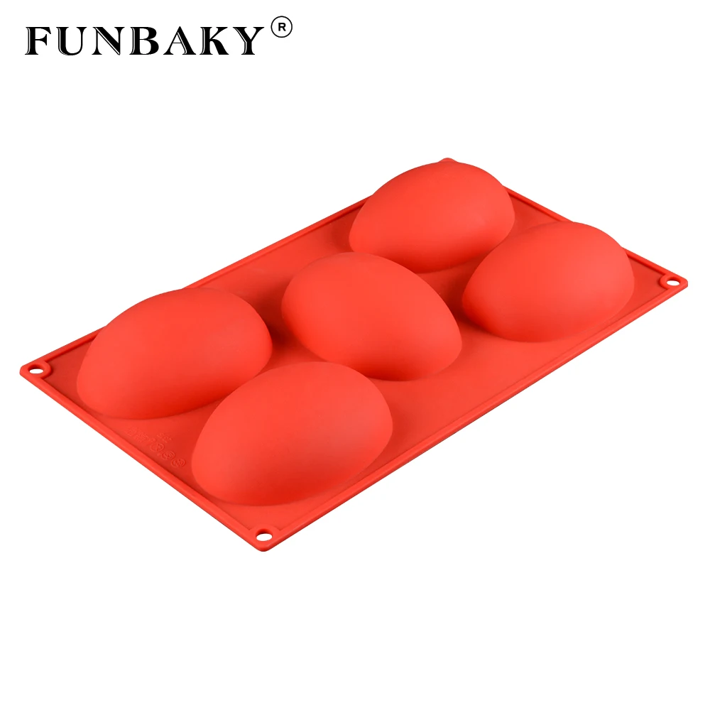 

FUNBAKY 5 Cavity Eggs Cake Decorating Moulds Silicone Molds 3D Baking Tool DIY
