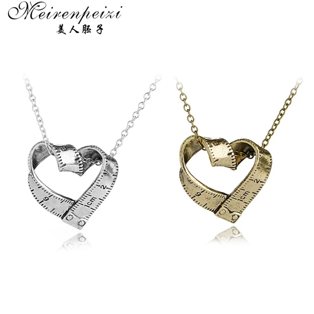 Seamstress Measuring Tape Pendant Necklace Silver Plated Charm Heart  Necklace Tape Measure Gift For Seamstress Designer - AliExpress