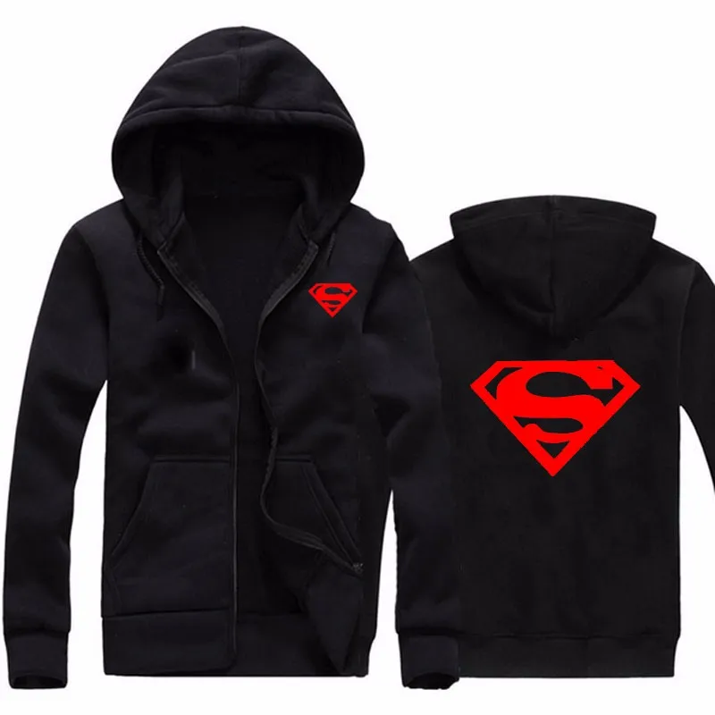 

2018 autumn Fashion Superman printing Hoodies Sweatshirts Men casual zipper hooded Men Hip Hop cardigan hooded jacket Size M-XXL