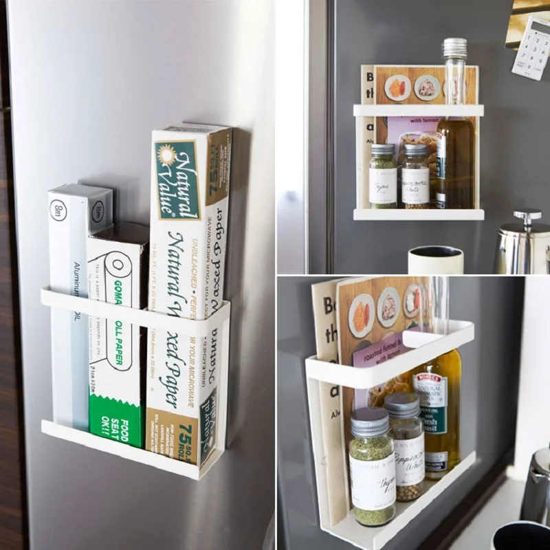 Креативный Магнитный адсорбционный холодильник кухонный держатель для хранения бумажных полотенец Полка для холодильника боковая настенная Вешалка Органайзер