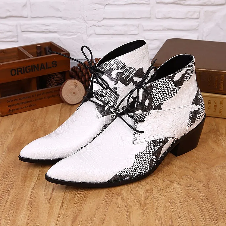 Christia Bella/модные мужские ботинки из натуральной кожи; ботильоны на шнуровке с принтом в британском стиле; ковбойские ботинки с острым носком; размера плюс