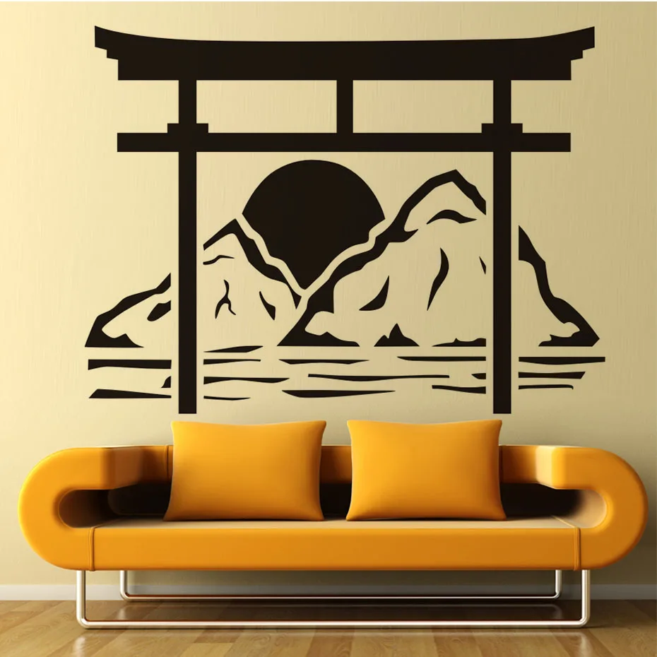 Japanese Torii Wall Decals Sun rise Removable Vinyl adhesive Wall Sticker Bedroom Home