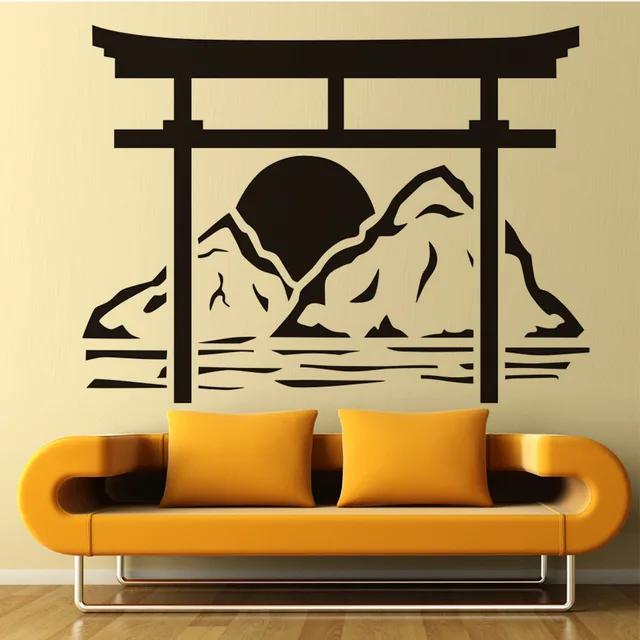 japanese torii wall decals sun rise removable vinyl adhesive wall