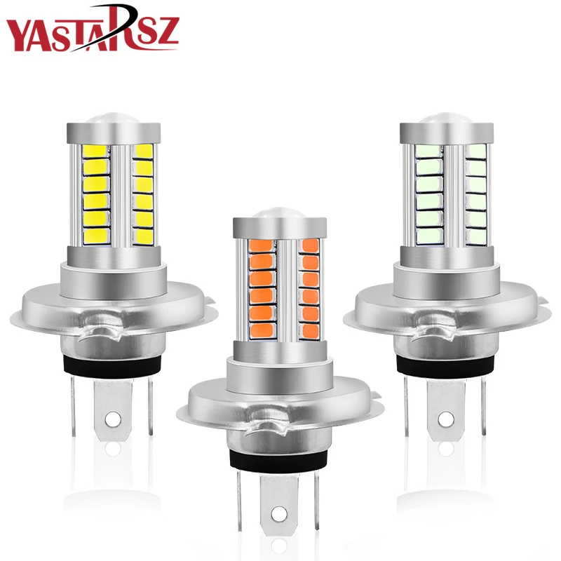 

1Pcs Universal External Light H4 P43T 33 Smd 5630 Led Convex Len Car Headlights Driving Fog Head Lights Lamps Bulb HeadLamp 12v
