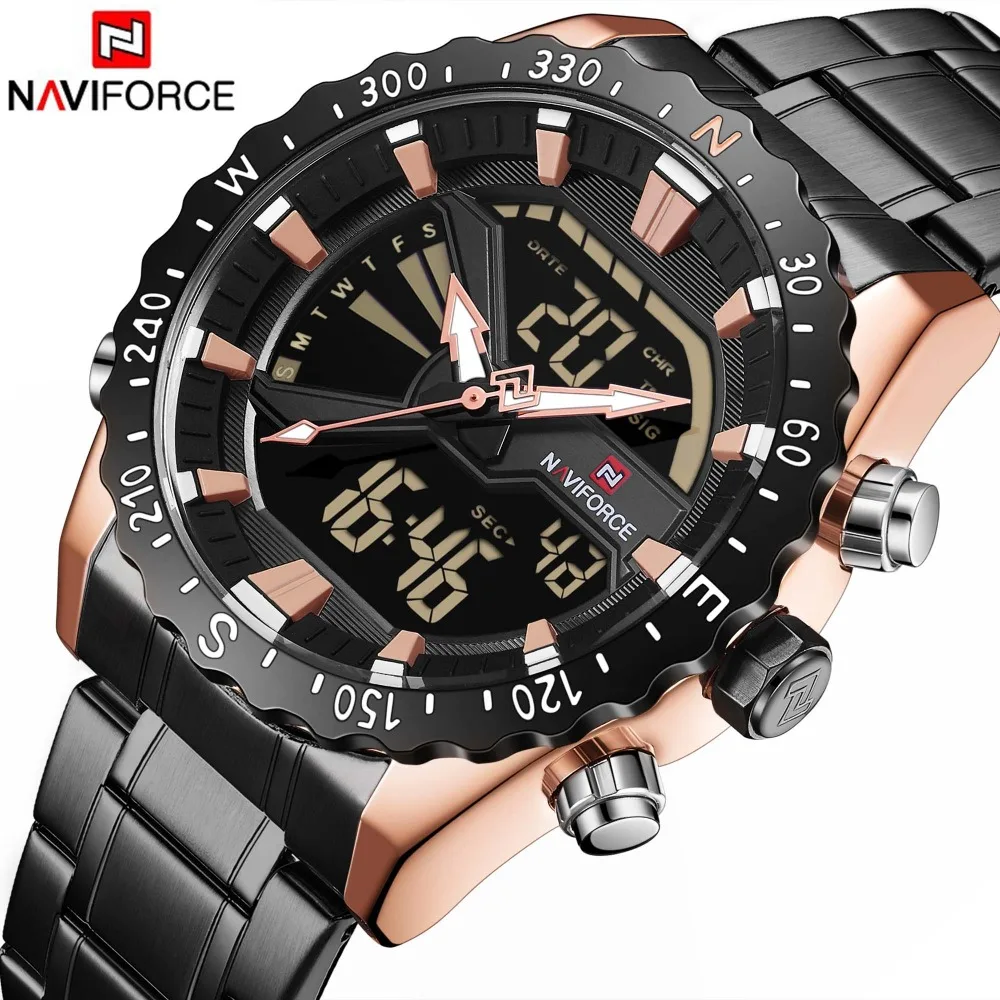 Luxury Brand NAVIFORCE Men Fashion Sport Watches Men's Quartz Digital Analog Clock Man Full Steel Wrist Watch Relogio Masculino Luxury Brand NAVIFORCE Men Fashion Sport Watches Men's Quartz Digital Analog Clock Man Full Steel Wrist Watch Relogio Masculino