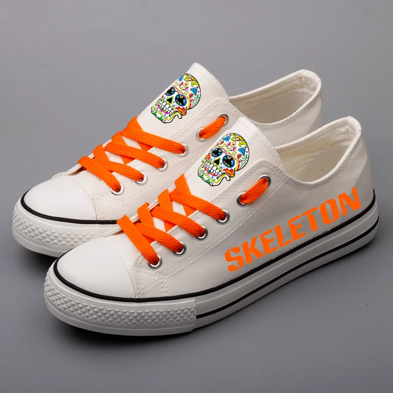 

E-LOV Custom Vintage Style Sugar Skull Skeleton Printed Canvas Shoes Men Outdoor Casual Walking Shoe Low Top Espadrilles