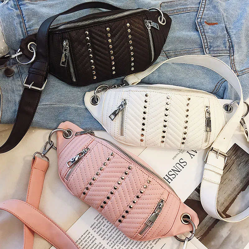 

DAUNAVIA Waist bag rivet fashion fanny pack chest belt bags for women luxury handbags women bags designer new fashin waist pack