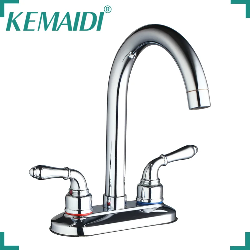 KEMAIDI New Arrival Kitchen Faucet torneira da cozinha Double Handles Swivel Spout Mixer Tap Chrome Finish Deck Mounted|kitchen faucet|mixer tapchrome finished - AliExpress