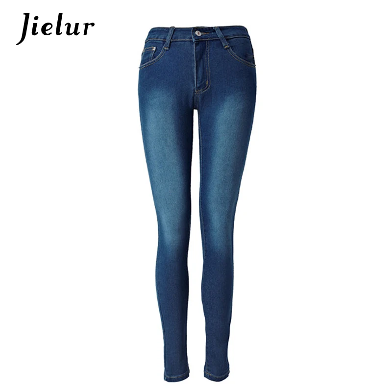 Европа 2019 Новая мода досуг темно синие джинсы с высокой талией стрейч тонкий карандаш женские брюки промывают джинсы для женщин для