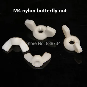 

50pcs m4 metric size insulation white PA66 nylon plastic butterfly nut / wing nut / hand nut
