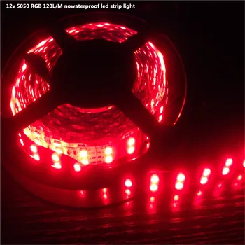 

12v5m RGB LED Strip Light 5050 SMD Diode RGB Tape ip20 nowaterproof Flexible LED Ribbon 120L/M super bright high quality 12-15lm