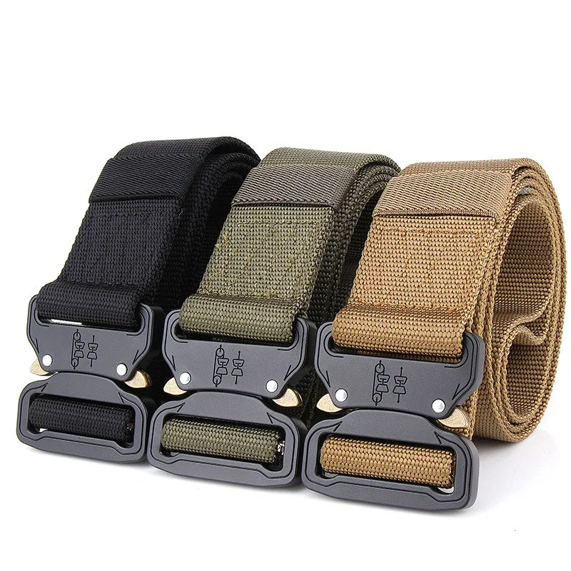 

Hunting Military tactical Waist Belt 4.5CM*125CM Adjustable Metal insert buckle Training Nylon belts for Men Male strap on sale