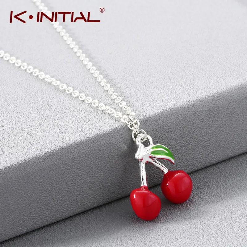 Kinitial Fashion Fruit Design Charm Necklaces For Women Cute Cherry