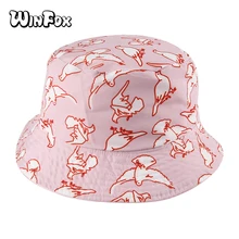 Winfox Новая мода лето Реверсивный розовый голубь мира птица ведро Шапки Gorro пескадор шапки для Для женщин девочек