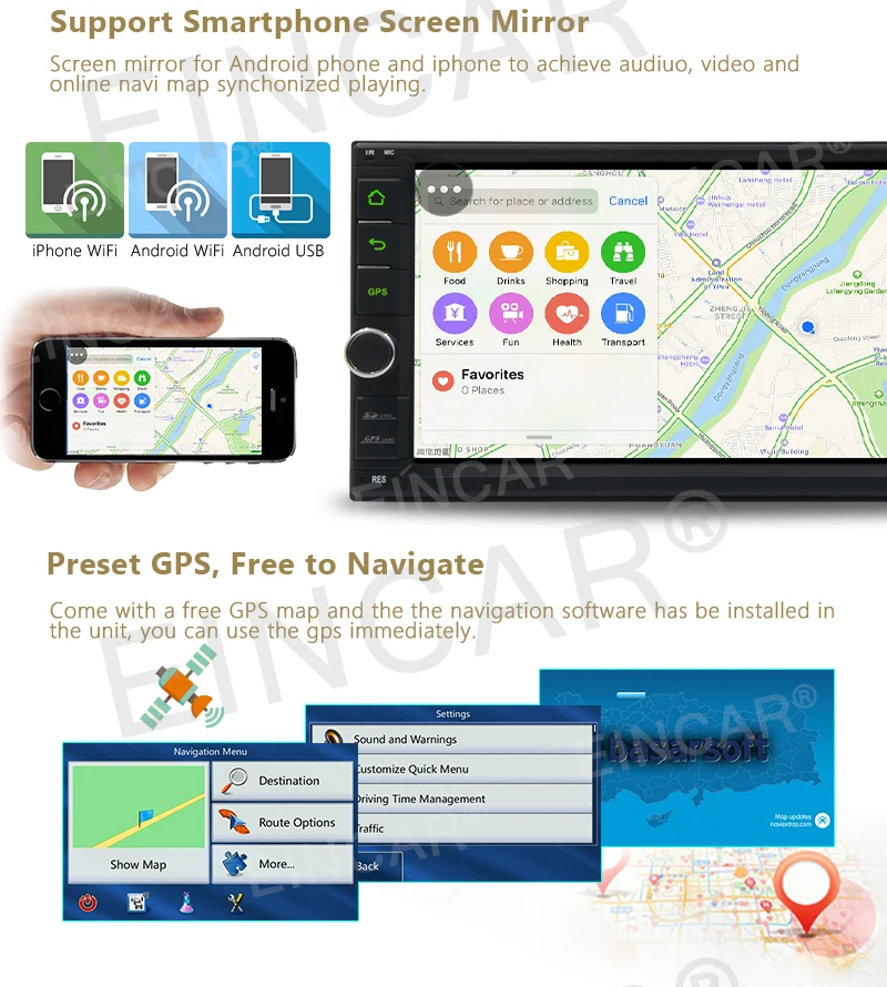 Top Car autoRadio 2Din Android6.0 GPS radio tape recorder 2din audio player android headunit browser Free GPS steering wheel control 4