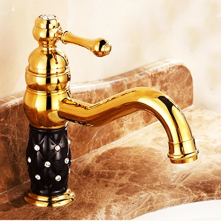 

L15912 - Luxury Deck Mounted Gold Color Brass Material Hot & Cold Water Basin Tap