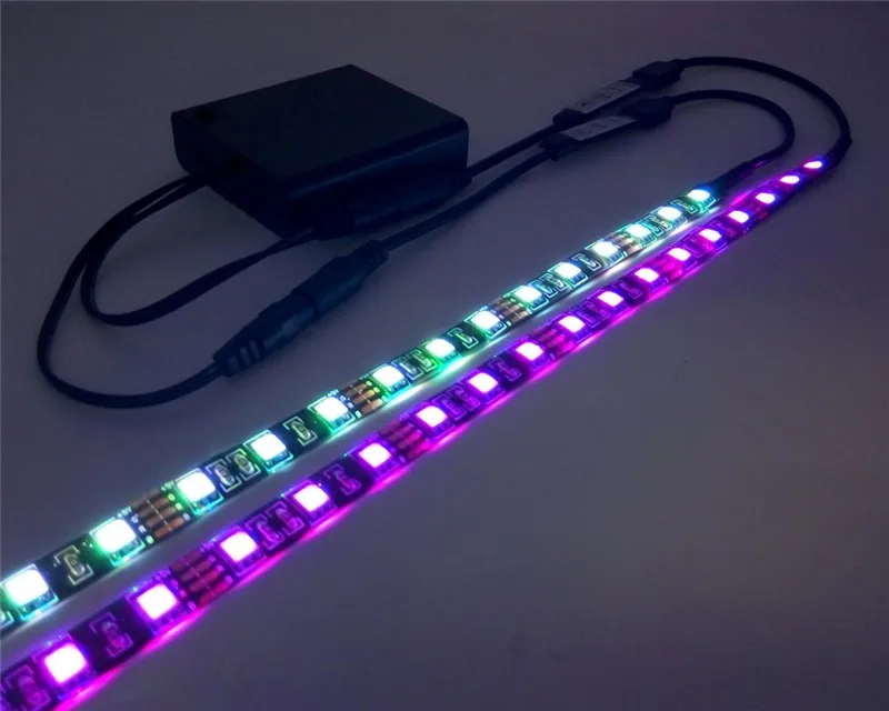 Светодиодная лента с двойным выходным аккумулятором 5050 RGB черная печатная плата IP20/IP65 водонепроницаемое освещение 4* AA батарея работает с 2 шт. RGB контроллер