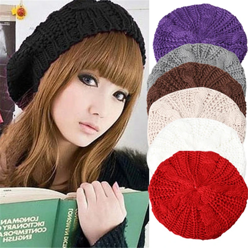

Warm Winter Women Beret Knitted Baggy Beanie Hat Multicolor Ski Cap NYZ Shop