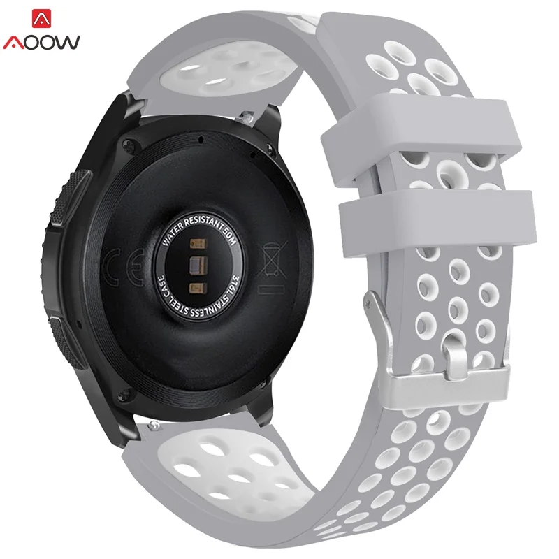 22 мм силиконовый ремешок для часов для samsung Galaxy Watch 46 мм версия часы замена Браслет ремешок для SM-R800 высокое качество - Цвет ремешка: grey white