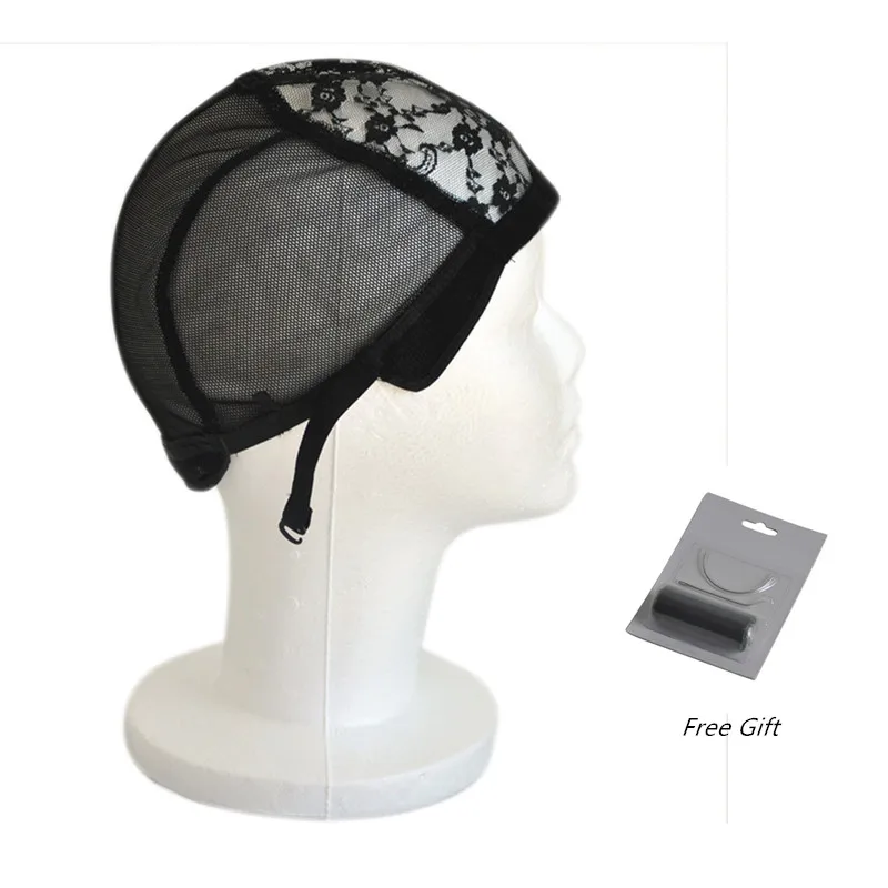 

Черная шапочка для парика, 5 шт./лот, для изготовления париков, бесклеевые шапочки для париков с регулируемыми ремешками, ткачества и удлинителем, без ниток и игл