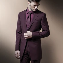 Итальянский Стиль Бургундия Жених Смокинги для женихов 3 предмета Костюм Джентльмена Slim Fit Мужские Свадебные Пром ужин Костюмы блейзер мужской костюм