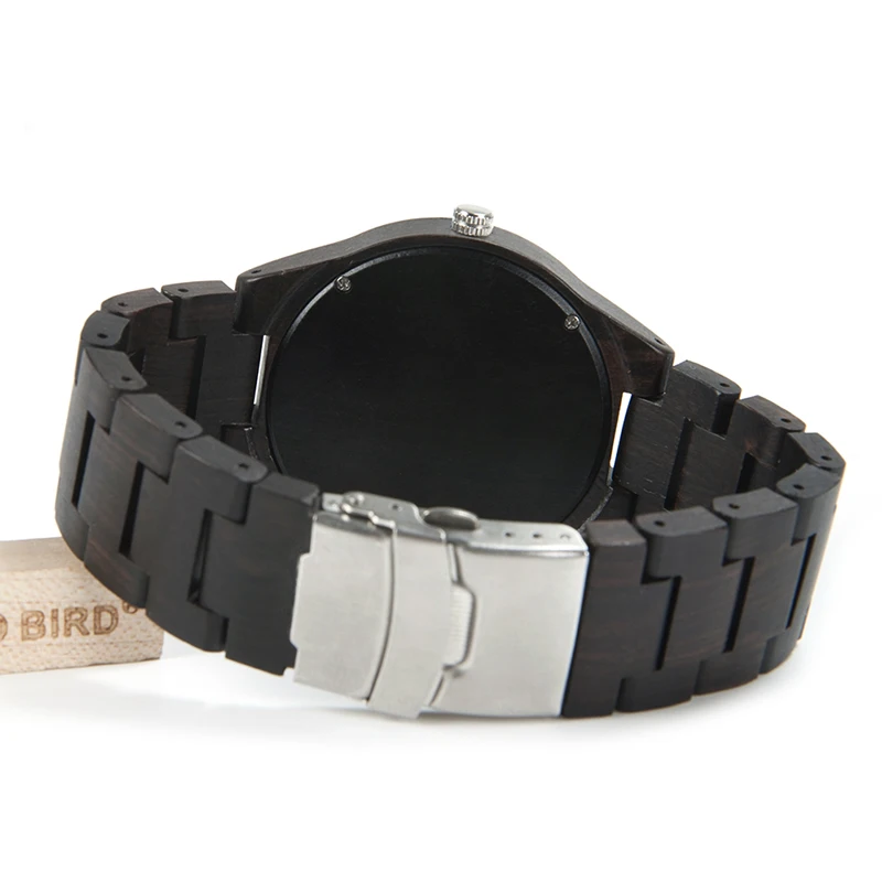 BOBO BIRD 2017 Luxury Brand Men Watches All Black Wooden Wristwatches with Wooden Band Wood Watches for Men relogio masculino