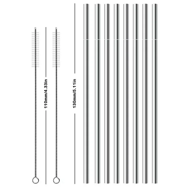 2/4/8 шт. 130*6 мм Детская Металлическая соломинка набор питьевой соломы 304 Нержавеющая сталь многоразовые соломенная шляпа с 110 мм щетка для детей - Цвет: 8J-2Brush