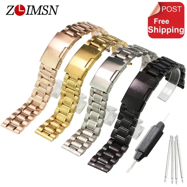 ZLIMSN 316L Stainless Steel Watch band Silver Black Rose Gold Watch Strap Bracel ZLIMSN 316L Stainless Steel Watch band Silver Black Rose Gold Watch Strap Bracel