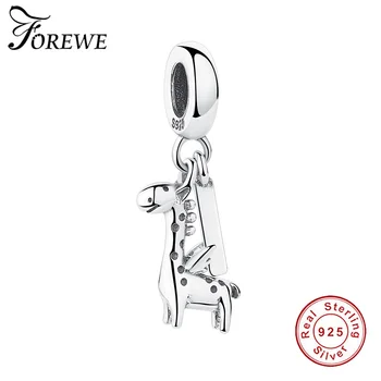 

100% 925 Sterling Silver Bead Lovely Giraffe Animal Pendant Charm Fit Pandora Charm Silver 925 Original Bracelets Jewelry Making