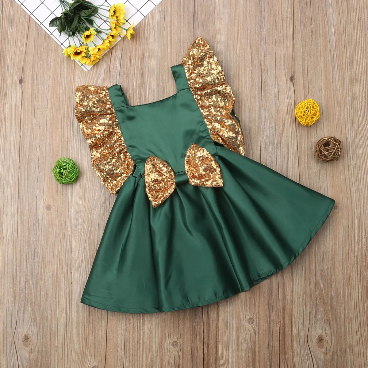 Зеленое платье без рукавов для маленьких девочек; Вечерние Платья с цветочным рисунком и блестками; нарядное платье принцессы на свадьбу; Милая летняя одежда