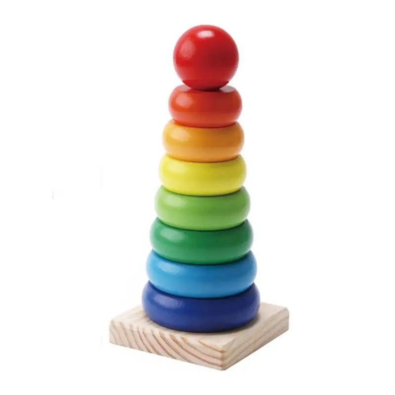 Деревянный малыш составные игрушки Радуга башня стакан слои укладки разноцветные кольца дети несколько колец Детские Сортеры