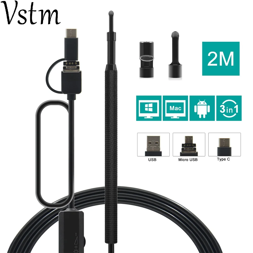 Многофункциональный мини эндоскоп для чистки ушей 3 в 1 функция Antscope 2 USB HD